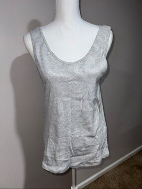 Style & Co. Gray Striped Scoop Neck Tank